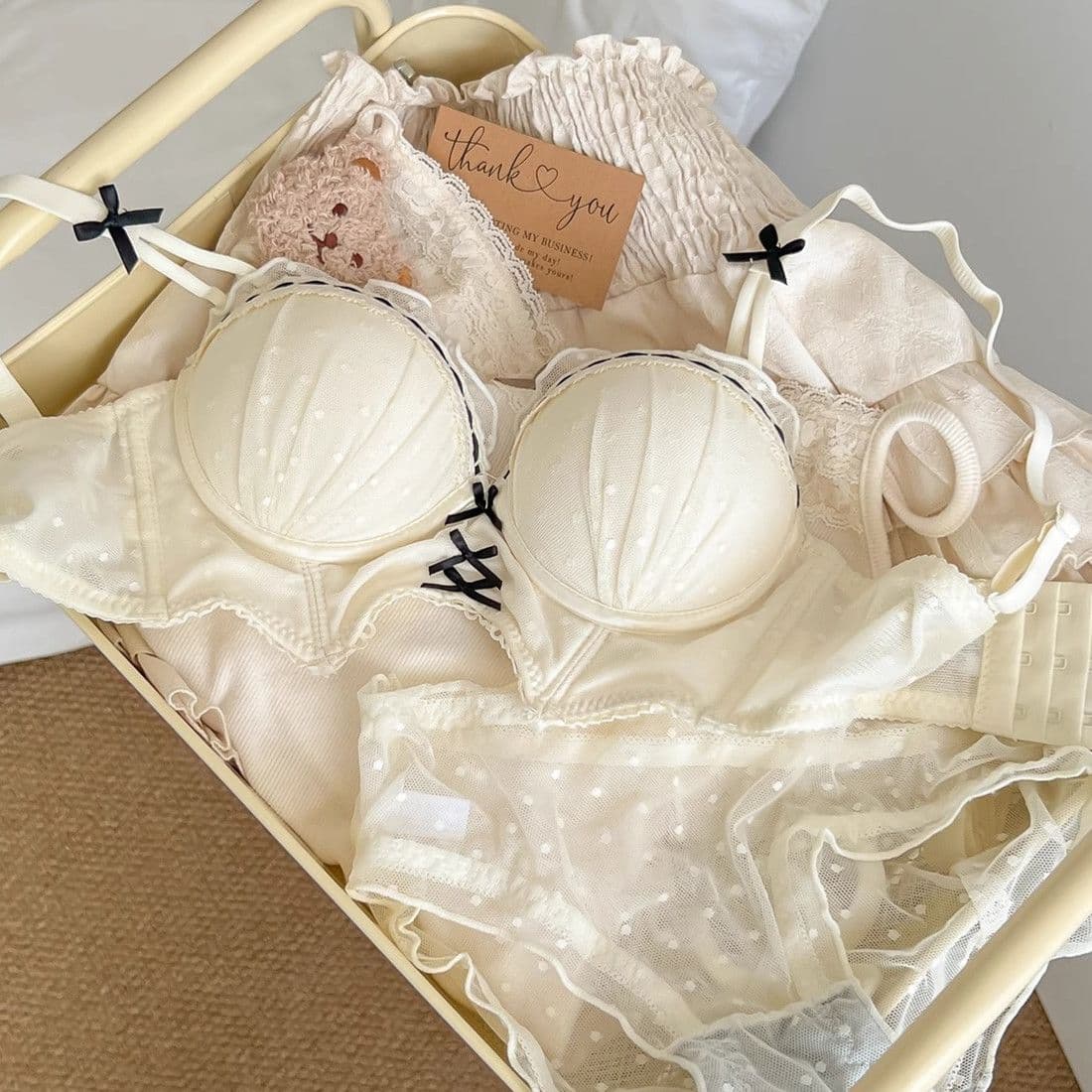 Lucky Red Lace Push-Up Bridal Lingerie Set – Small Bust Support Bra and Panty
