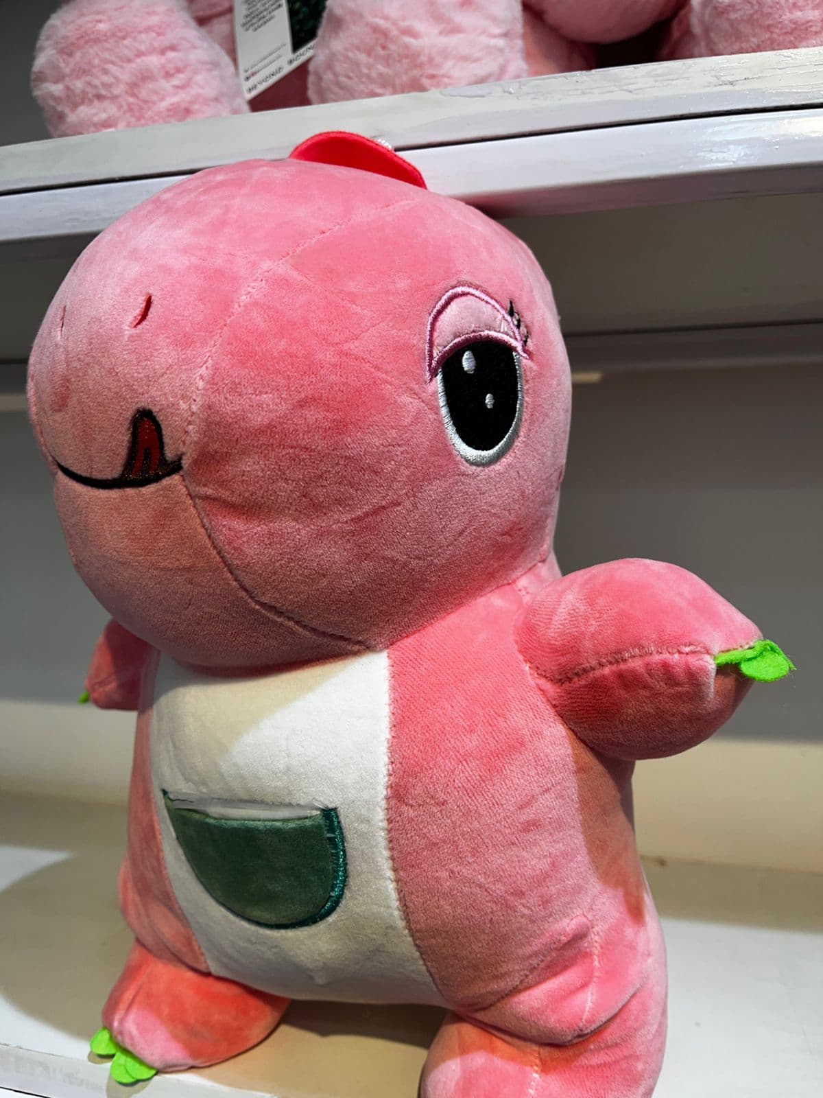 Adorable Pink and Green Dinosaur Plush Toy with Pocket - Ultra-Soft Stuffed Dino Soft Toy