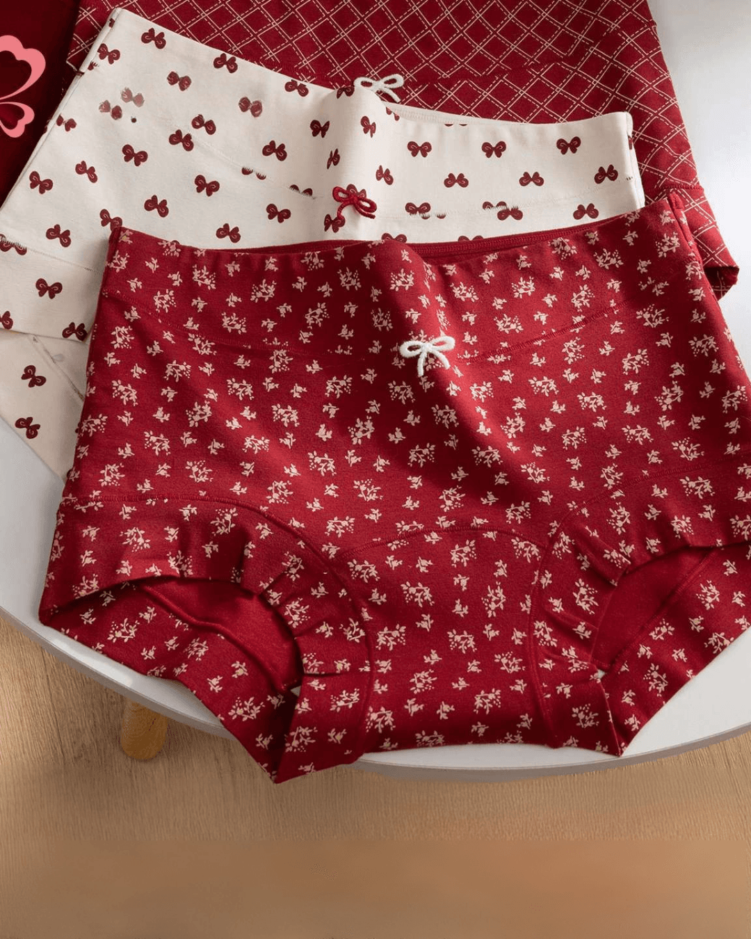 Women Probiotic Antibacterial Cotton Flat Leg Underwear Red