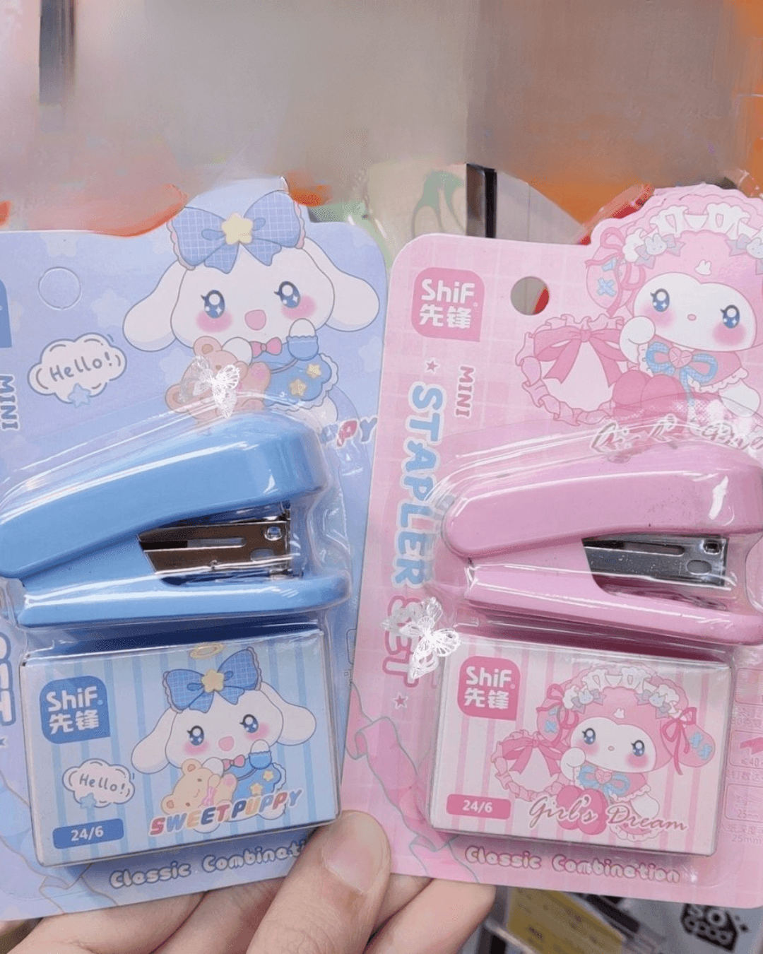 10pcs Mini Cartoon Stapler Set Portable Small Staplers
