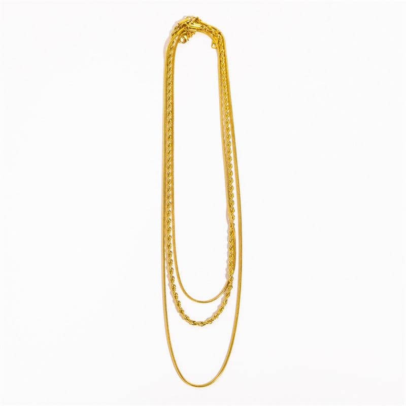 Layered Twisted Snake Bone Titanium Steel Collarbone Necklace for Women
