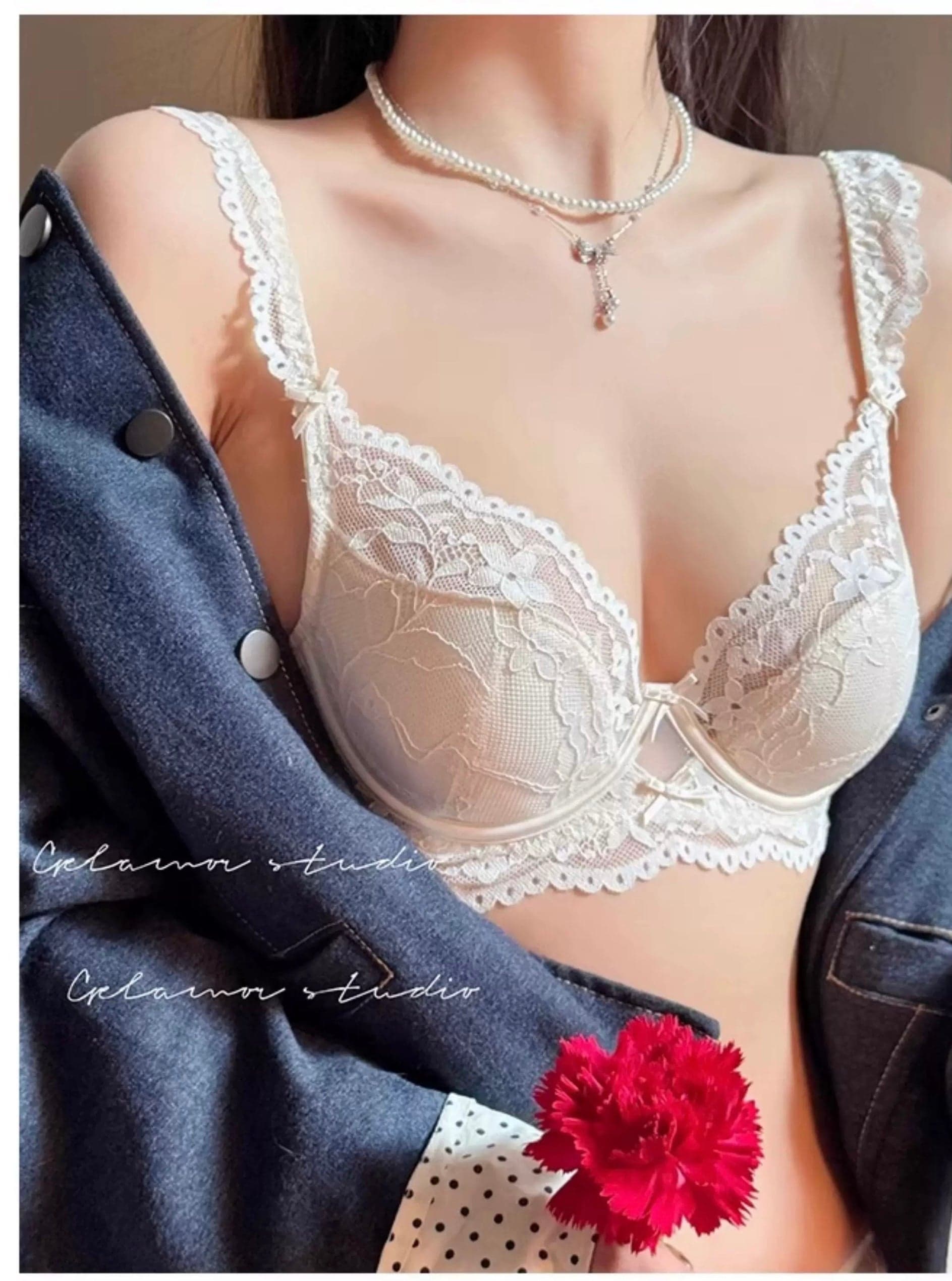 Plus Size Ultra-Thin Lace Minimizing Bra Set – Sexy French Style Lingerie