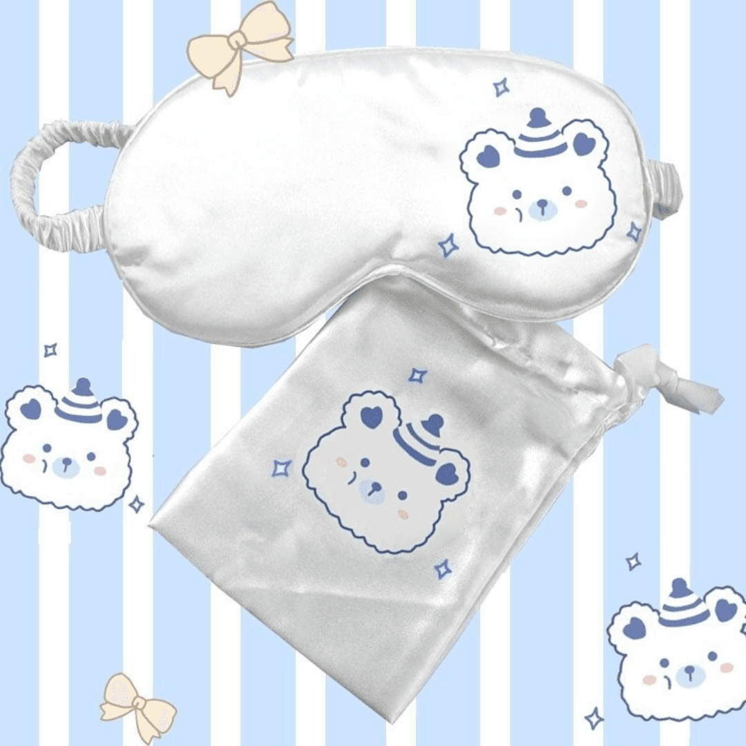Cute Bear and Bunny Silk Sleep Mask – Breathable, Eye Fatigue Relief