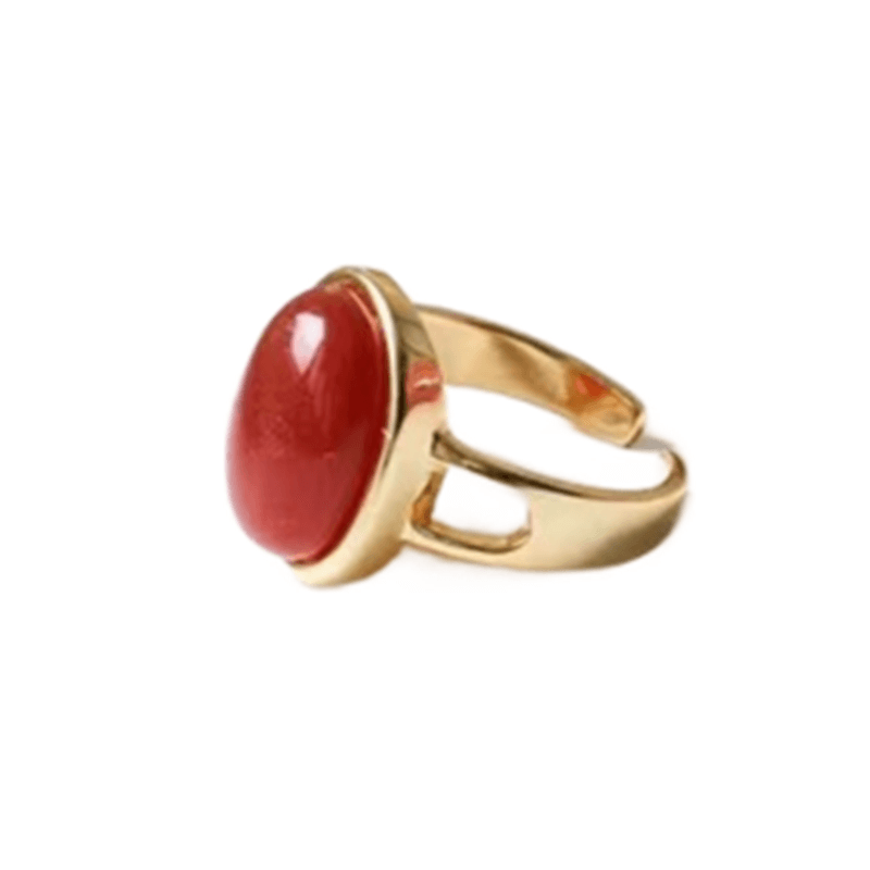 Retro Red Crystal Open Ring – Adjustable Luxury Ring