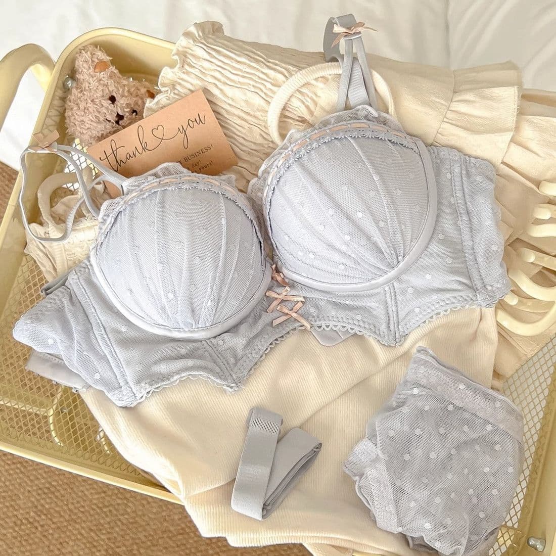 Lucky Red Lace Push-Up Bridal Lingerie Set – Small Bust Support Bra and Panty