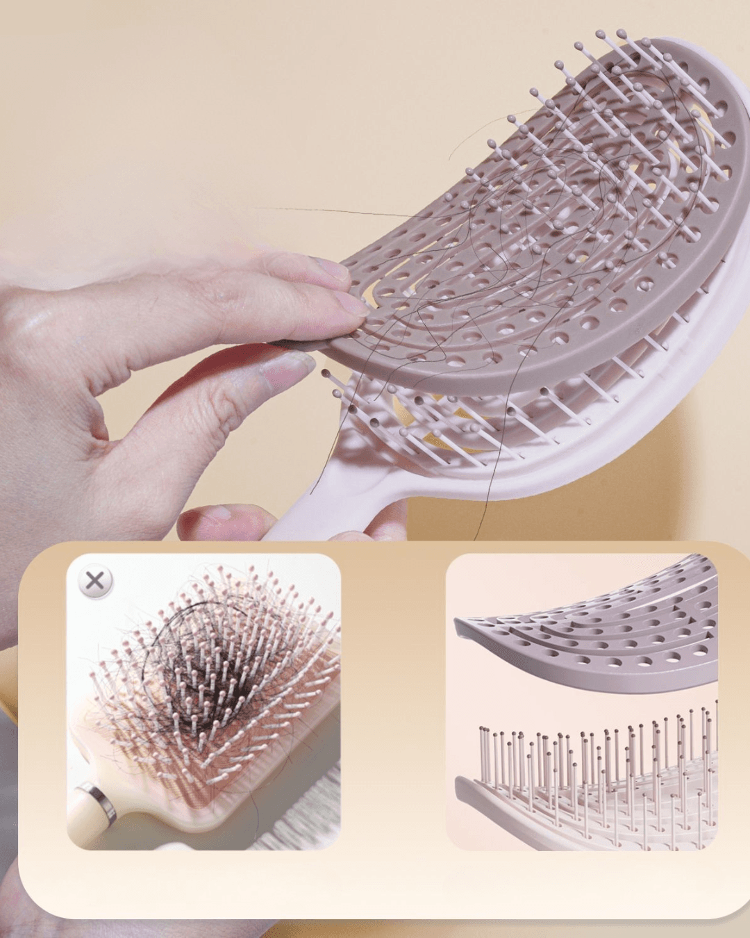 Curved Volume Lift Comb with Massage Cushion for Long and Curly Hair