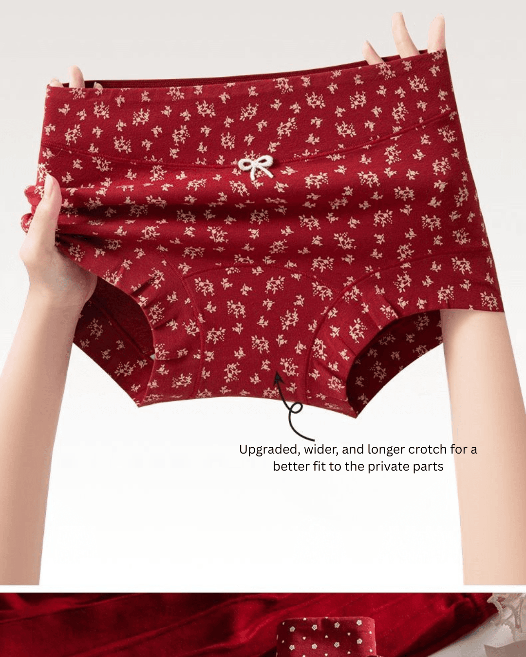 Women Probiotic Antibacterial Cotton Flat Leg Underwear Red