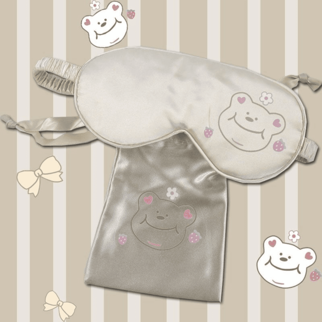 Cute Bear and Bunny Silk Sleep Mask – Breathable, Eye Fatigue Relief