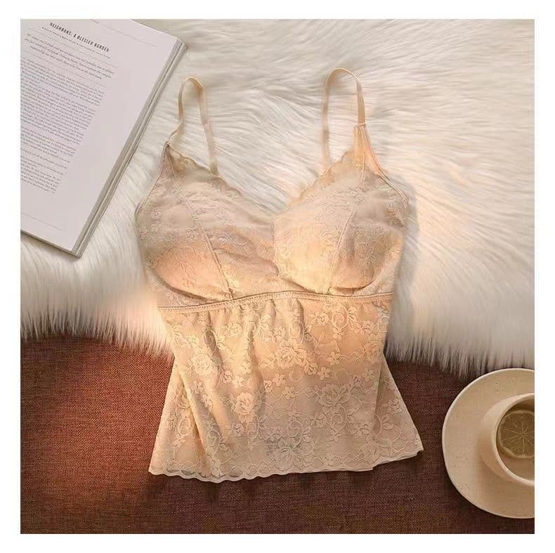 Jacquard Lace Back Beauty Padded Camisole Top