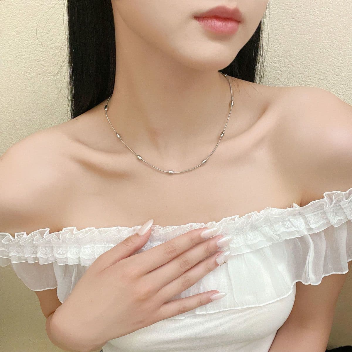 Minimal Titanium Steel Chain Choker Necklace for Women