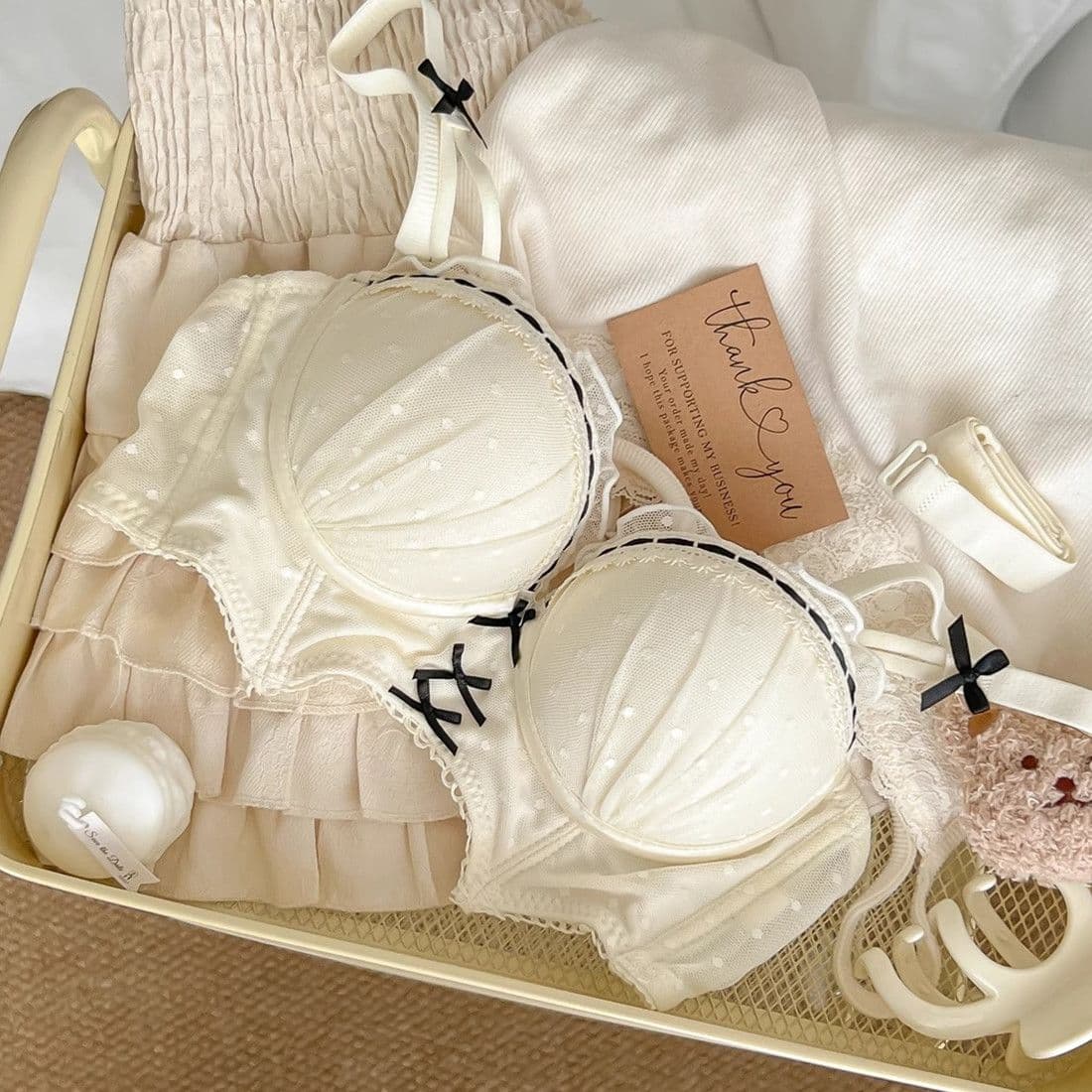 Lucky Red Lace Push-Up Bridal Lingerie Set – Small Bust Support Bra and Panty