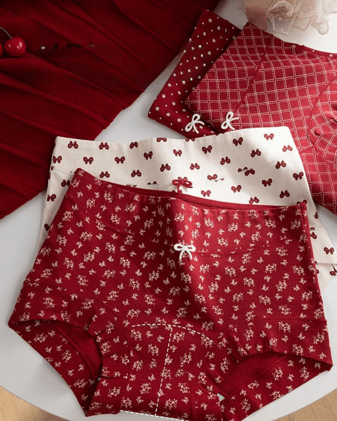Women Probiotic Antibacterial Cotton Flat Leg Underwear Red