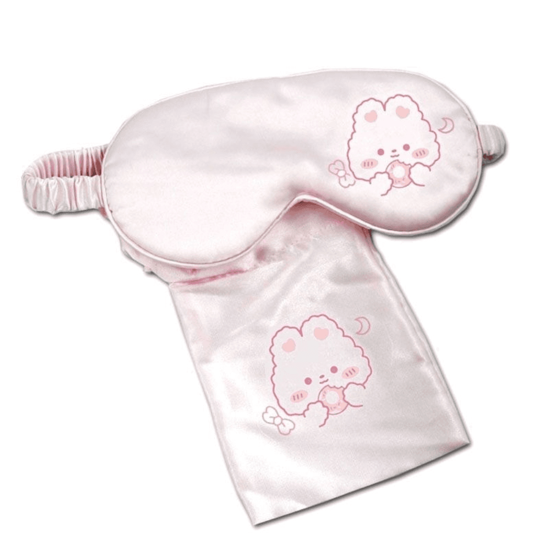 Cute Bear and Bunny Silk Sleep Mask – Breathable, Eye Fatigue Relief