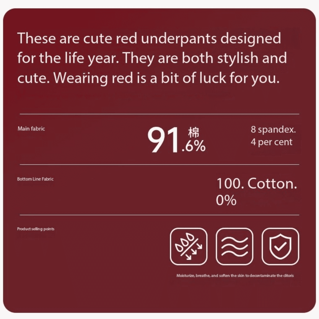 Cotton Antibacterial Girls’ Briefs – Soft Red Triangle Underwear with 100% Cotton