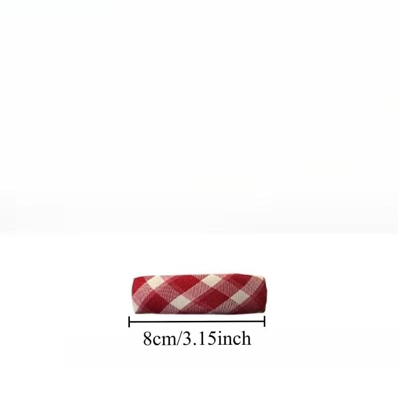 Red Plaid Houndstooth BB Hair Clip Side Hair Accessory