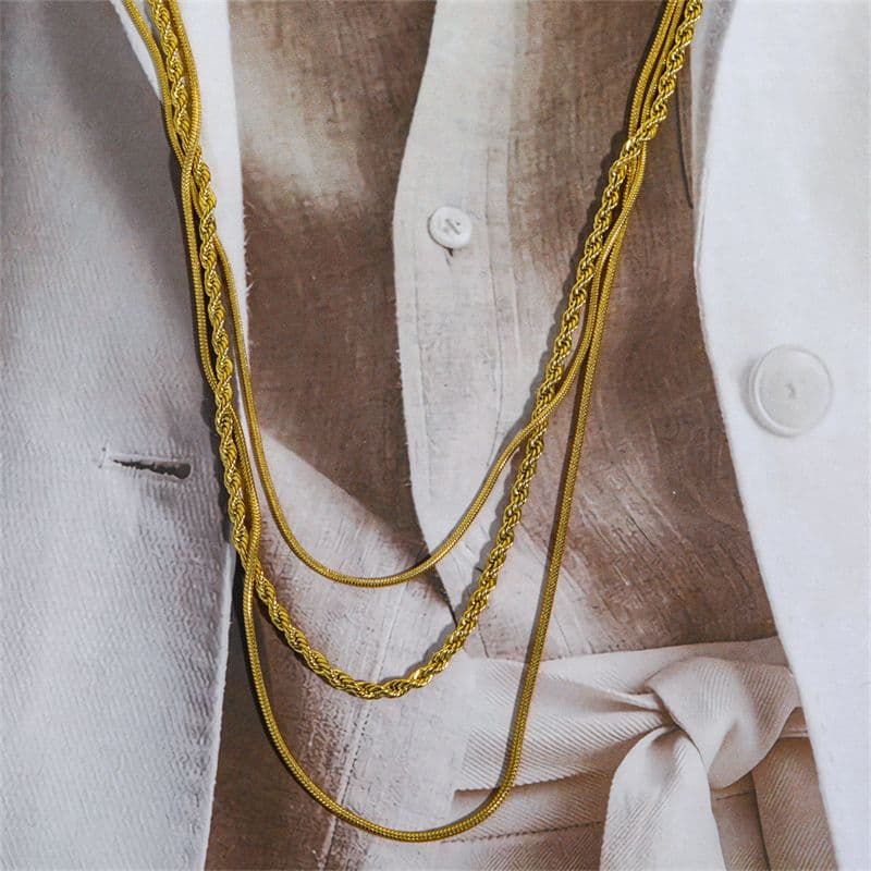 Layered Twisted Snake Bone Titanium Steel Collarbone Necklace for Women