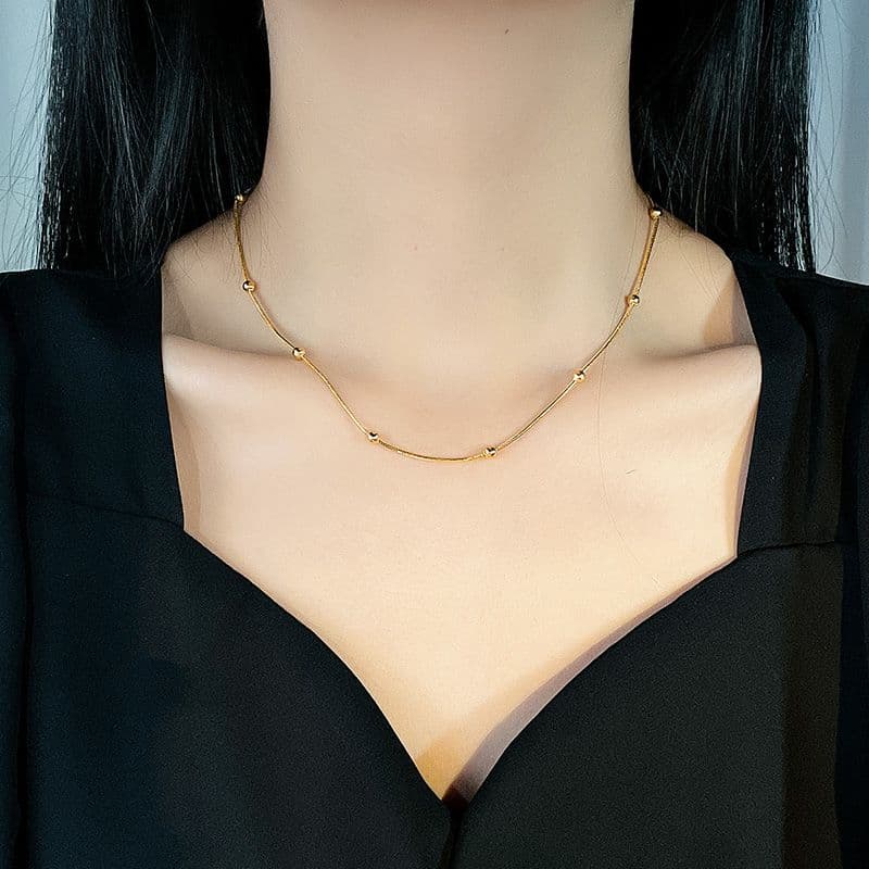 Minimal Titanium Steel Chain Choker Necklace for Women