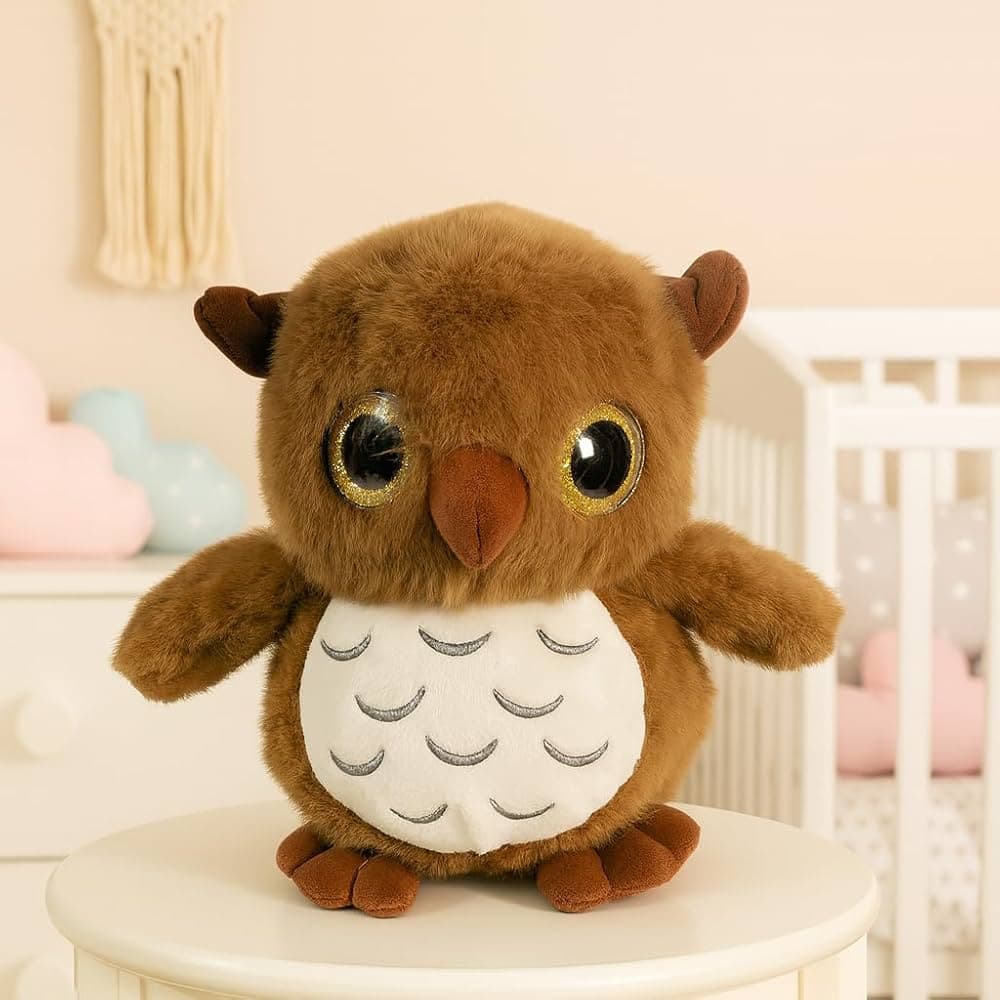 Adorable Brown Owl Plush Toy with Big Sparkly Eyes - Ultra-Soft Stuffed Animal Bird