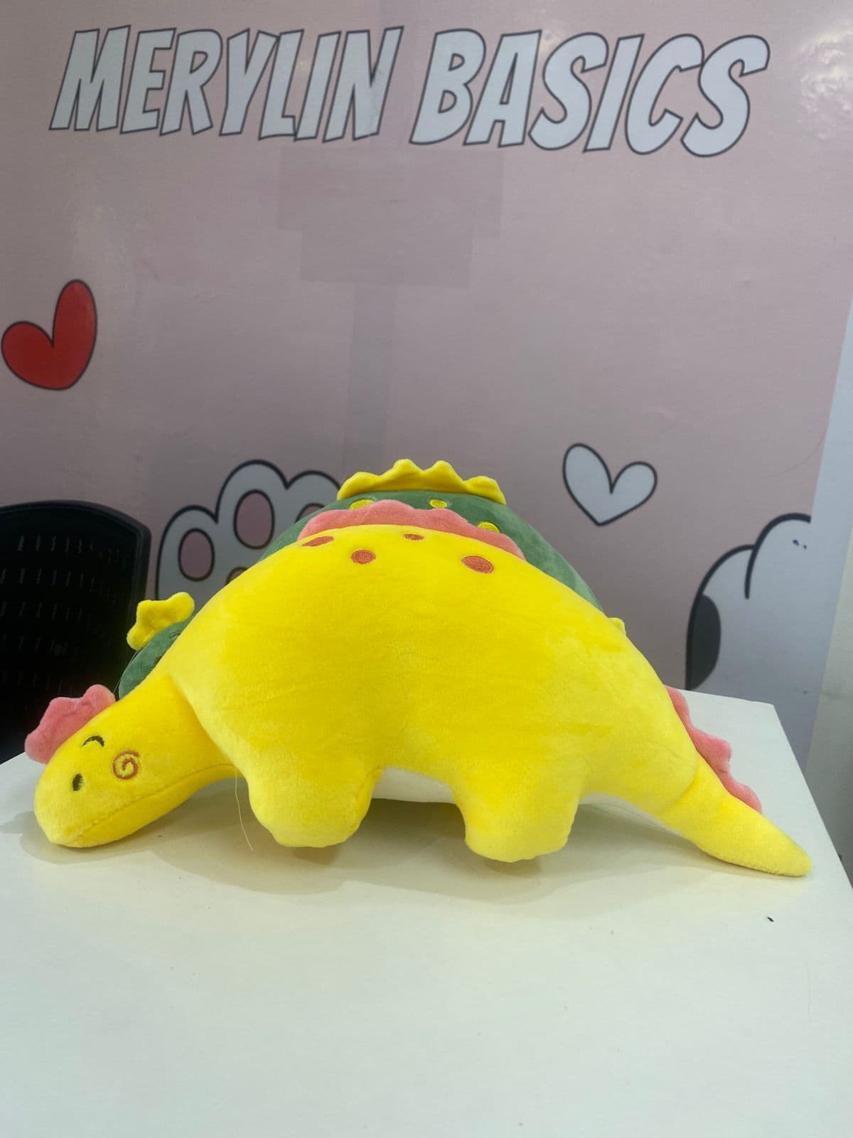 Adorable Pink, Green And Yellow Stegosaurus Plush Toy - Ultra-Soft Stuffed Dinosaur Pillow for Kids & Gifts