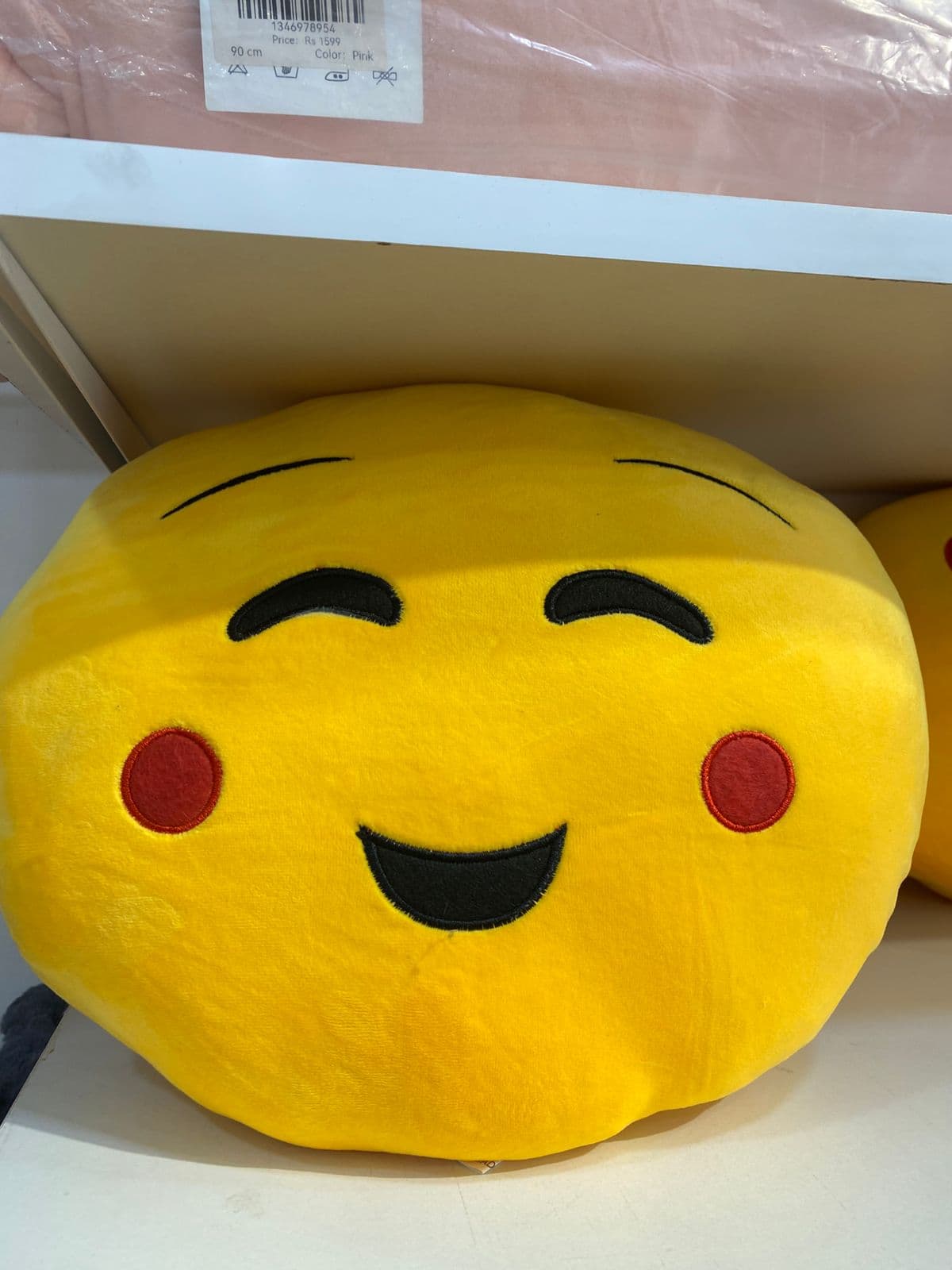 Yellow Heart Eyes, Blushing Smiley and  Winking Kiss Emoji Plush Cushion - Ultra-Soft Stuffed Smiley Pillow for Kids & Gifts