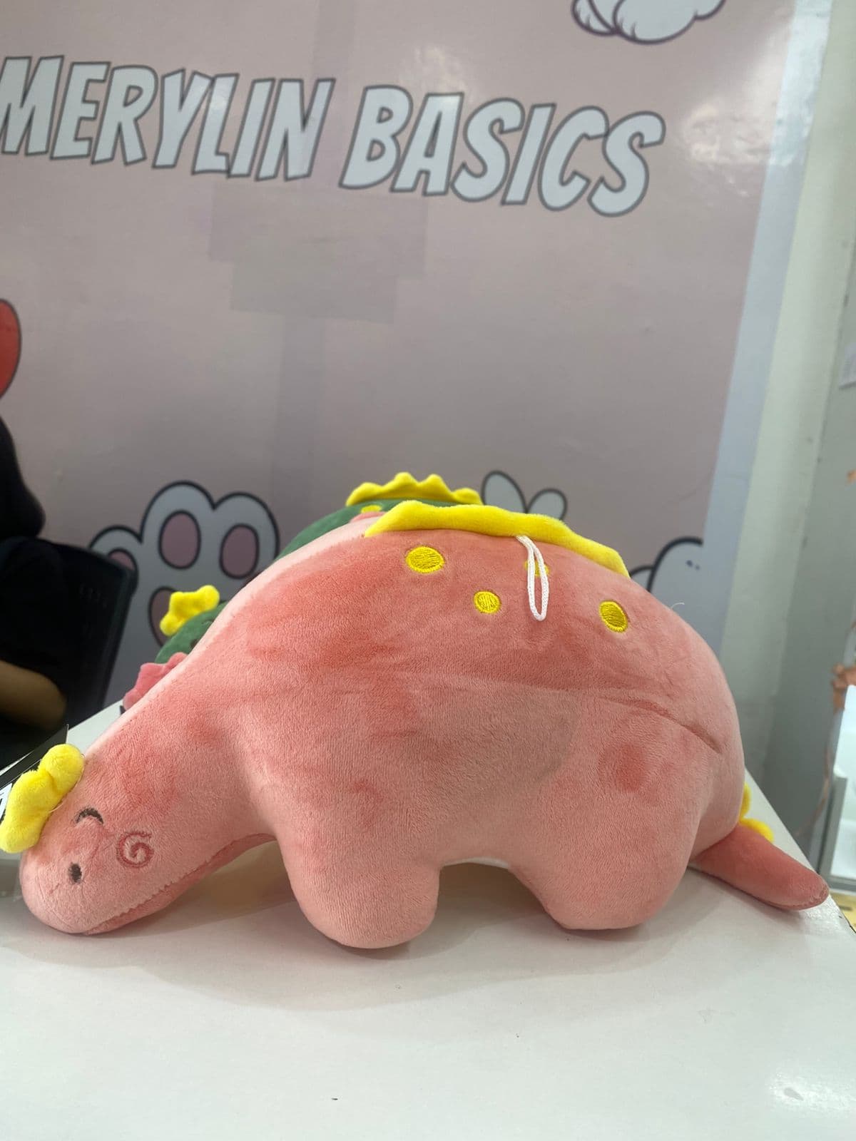 Adorable Pink, Green And Yellow Stegosaurus Plush Toy - Ultra-Soft Stuffed Dinosaur Pillow for Kids & Gifts