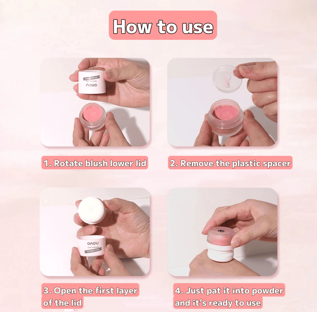 NOVO Monochrome Blush Matte Natural High Light Portable Fine Powder Blush