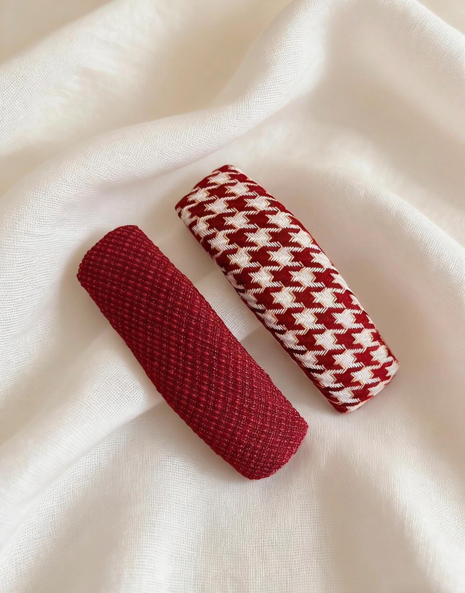 Red Plaid Houndstooth BB Hair Clip Side Hair Accessory