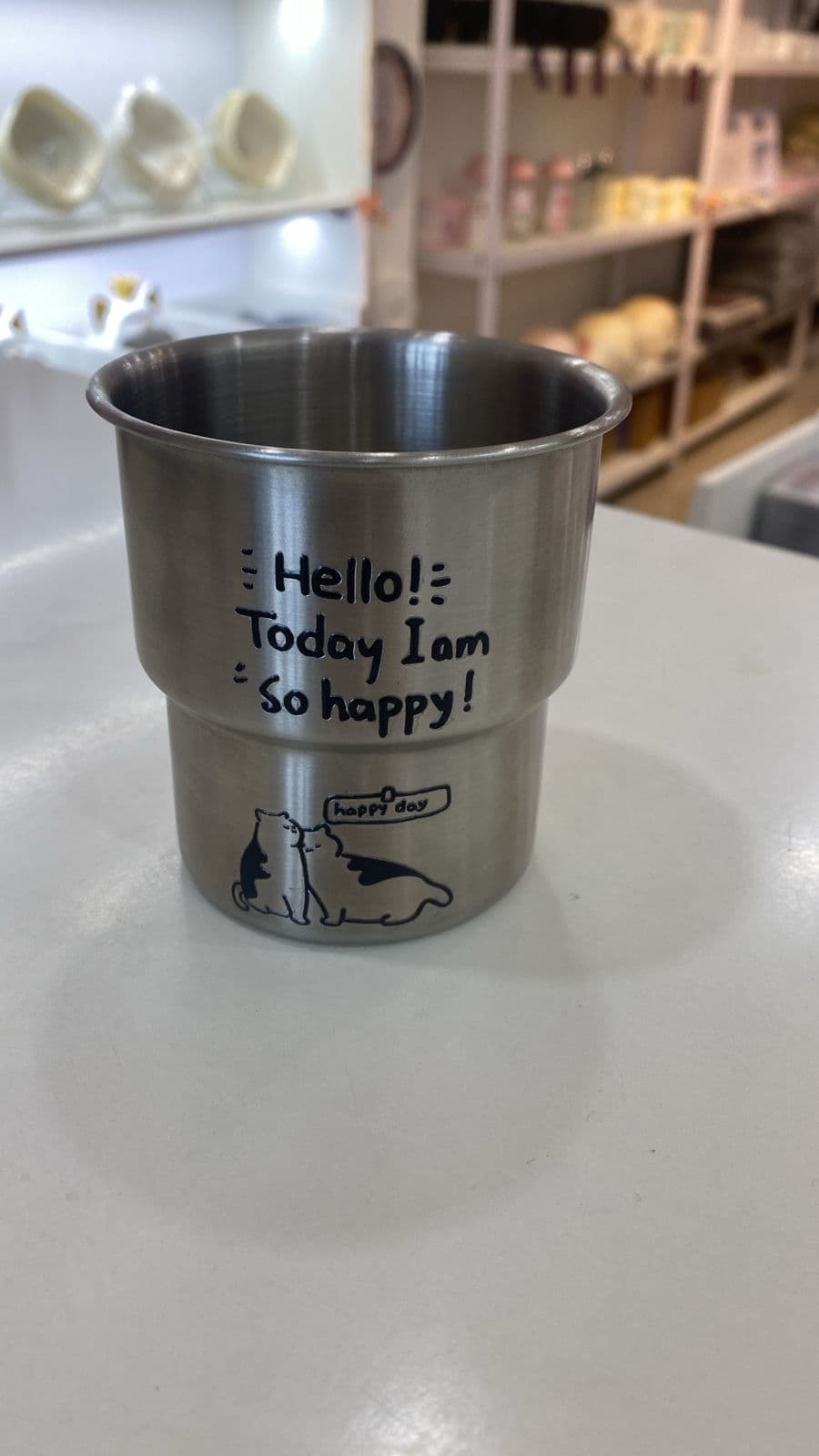 Cute Cat Doodle Stainless Steel Portable Travel Cup