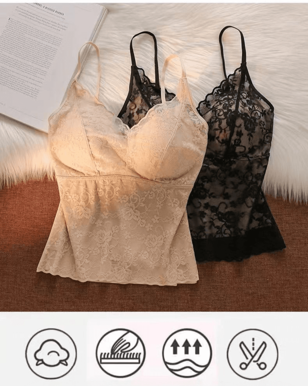 Jacquard Lace Back Beauty Padded Camisole Top