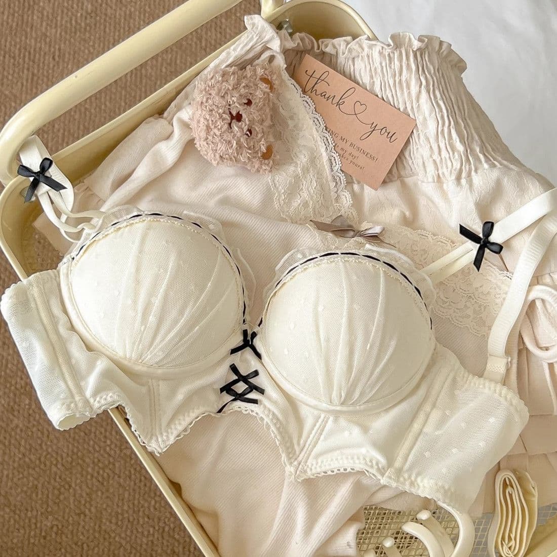 Lucky Red Lace Push-Up Bridal Lingerie Set – Small Bust Support Bra and Panty