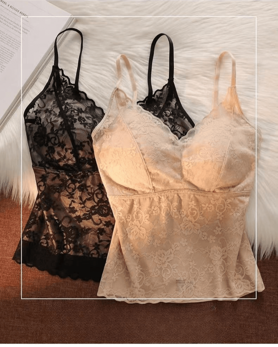 Jacquard Lace Back Beauty Padded Camisole Top