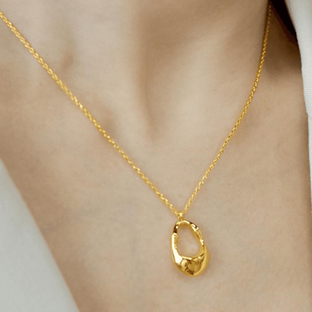 Minimalist Pearl & Plaid Teardrop Pendant Necklace Set
