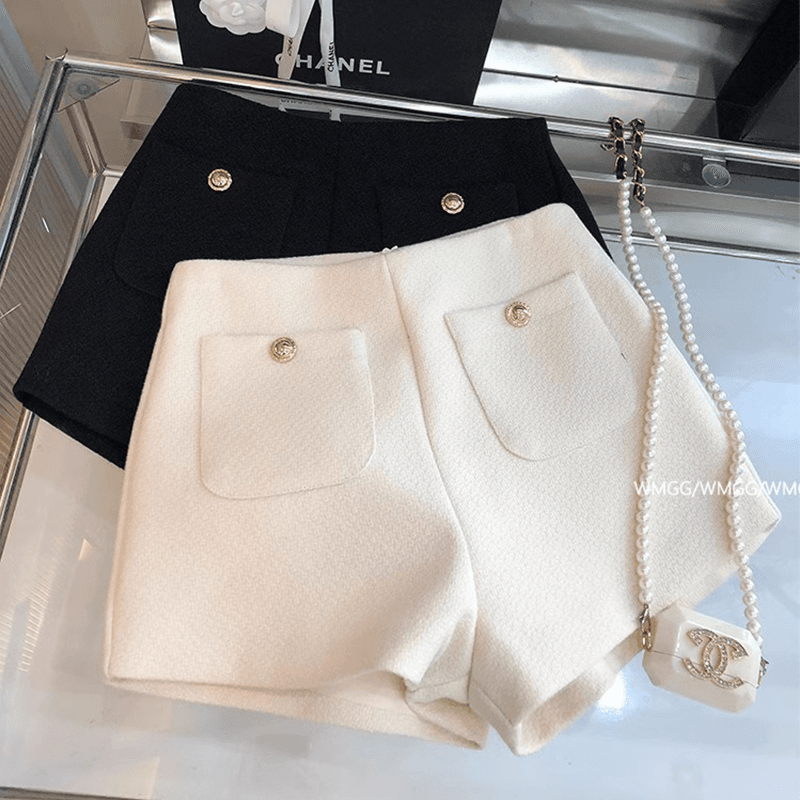 Women’s High-Waist Woolen A-Line Shorts