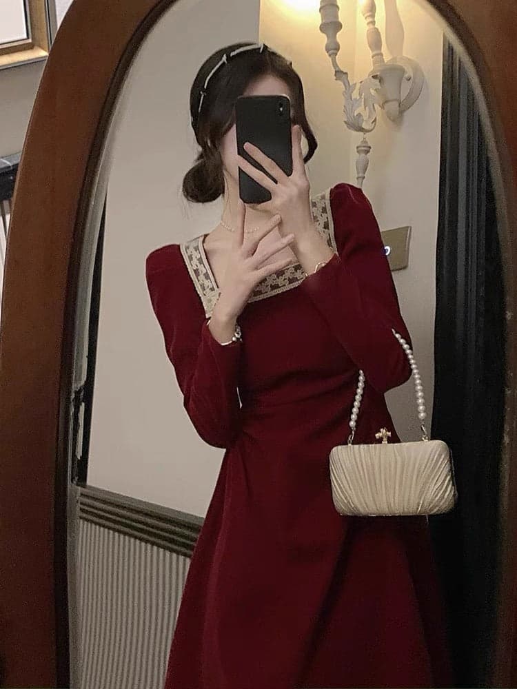 Luxury Burgundy Velvet Bridal Toast Dress – Elegant Engagement & Wedding Evening Gown