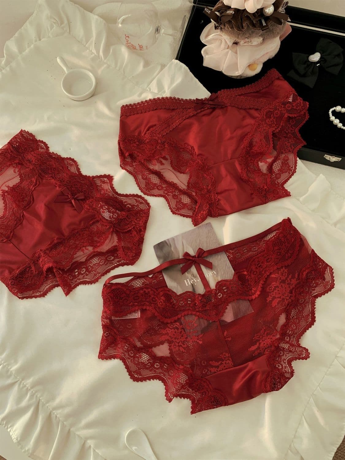 Red Lace Hollow Sexy Women’s Brief Panties