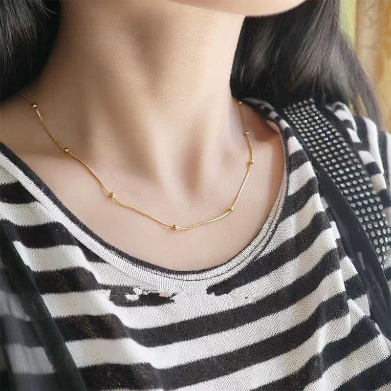 Minimal Titanium Steel Chain Choker Necklace for Women