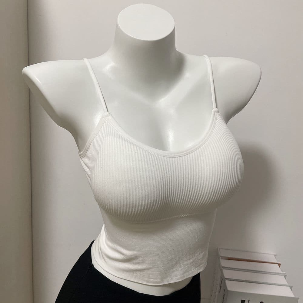 Korean Style Removable Pad Slim Fit Crop Cami Tank Top