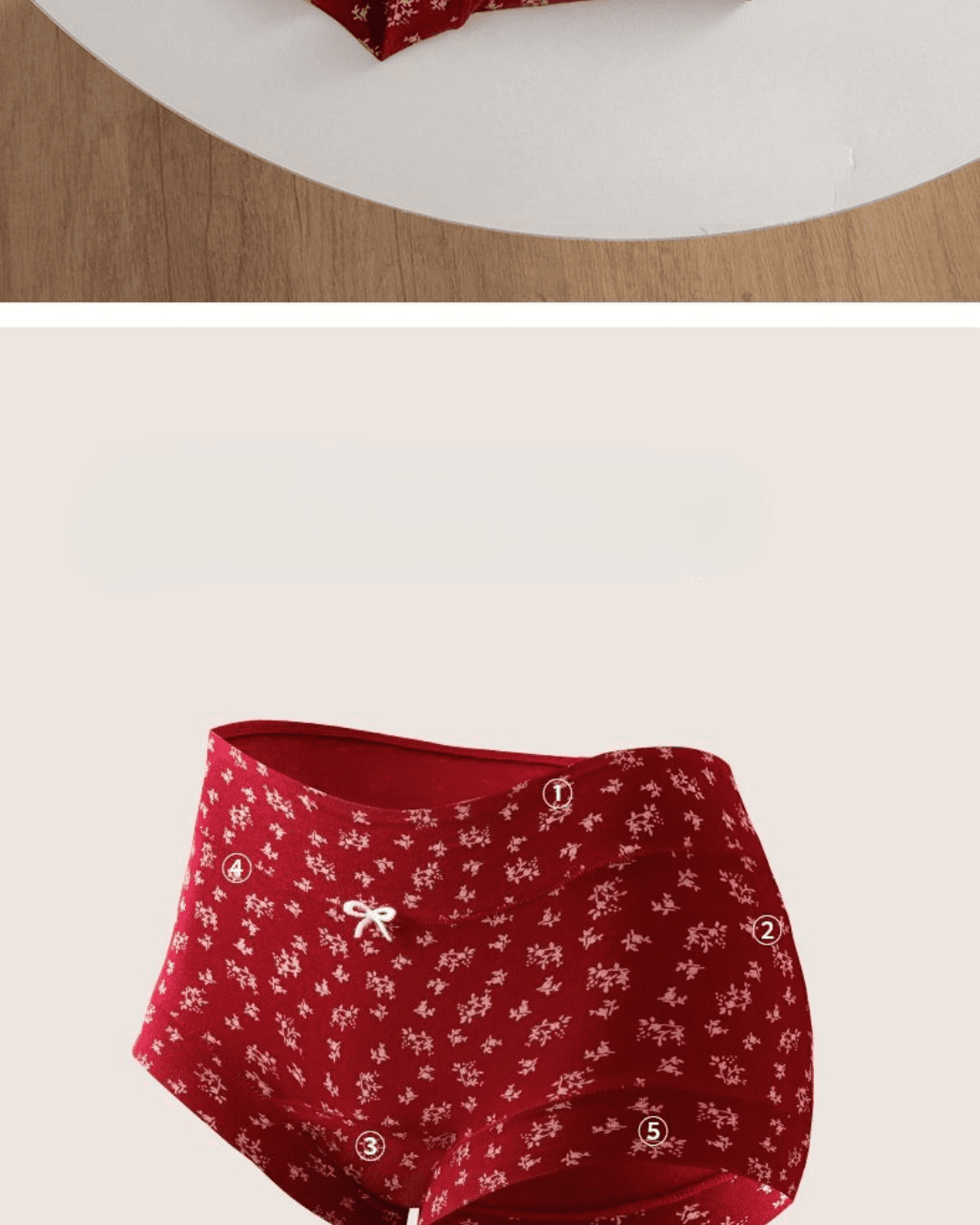 Women Probiotic Antibacterial Cotton Flat Leg Underwear Red