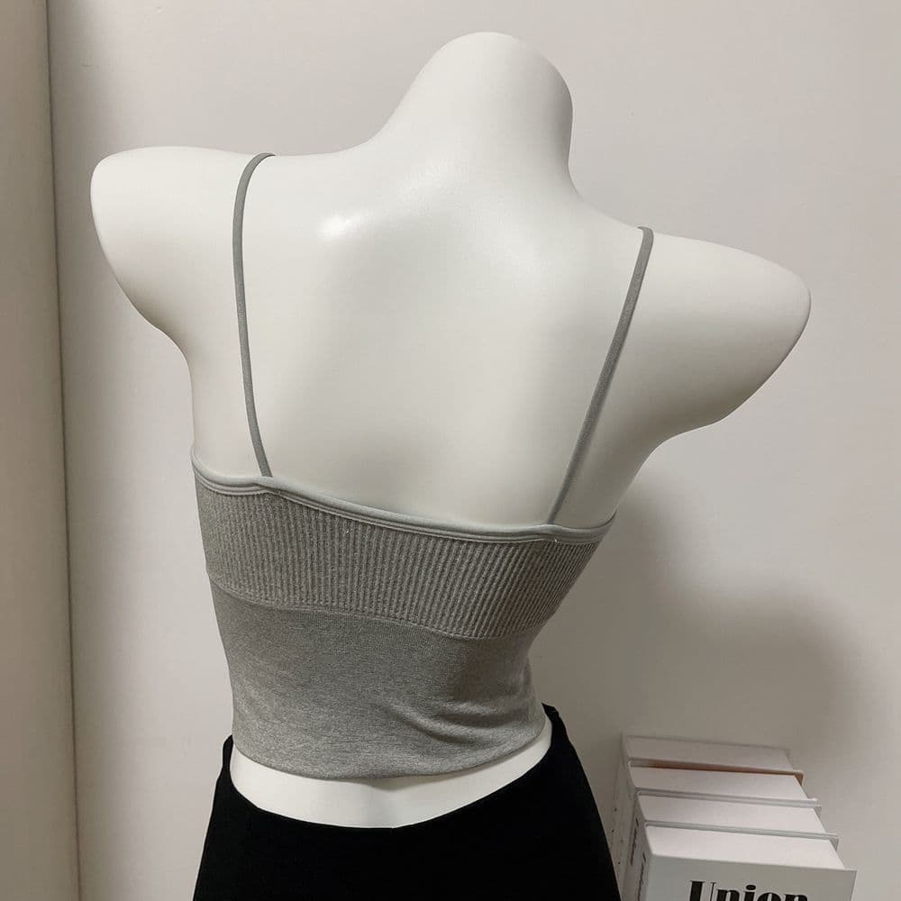 Korean Style Removable Pad Slim Fit Crop Cami Tank Top