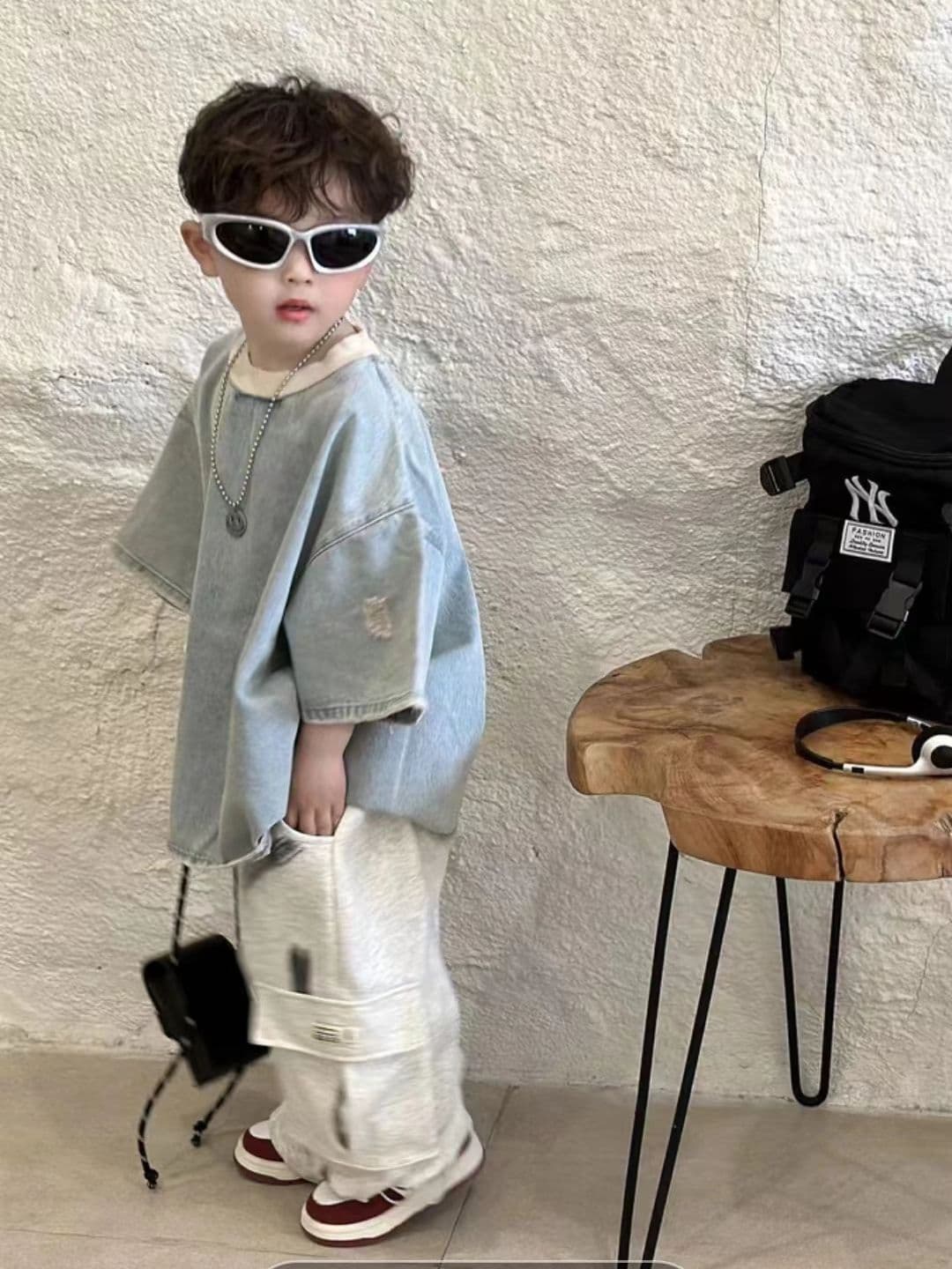 Korean Denim Two-Piece Set
