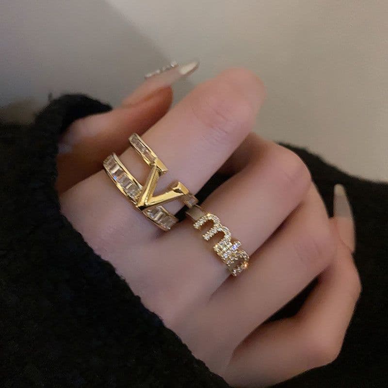 V Shape Zircon Open Ring Minimal Luxury Design