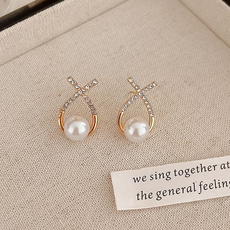 Simple and versatile pearl earrings new trendy Internet celebrity temperament earrings