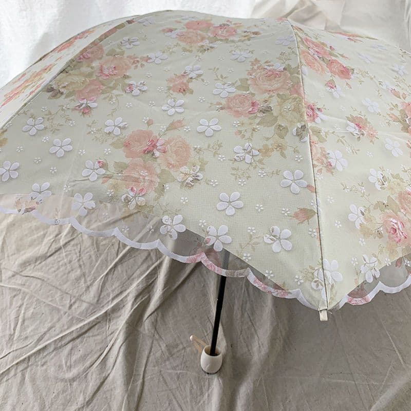 Double-Layer Lace Folding Umbrella for Women – UV Protection Sun and Rain Umbrella