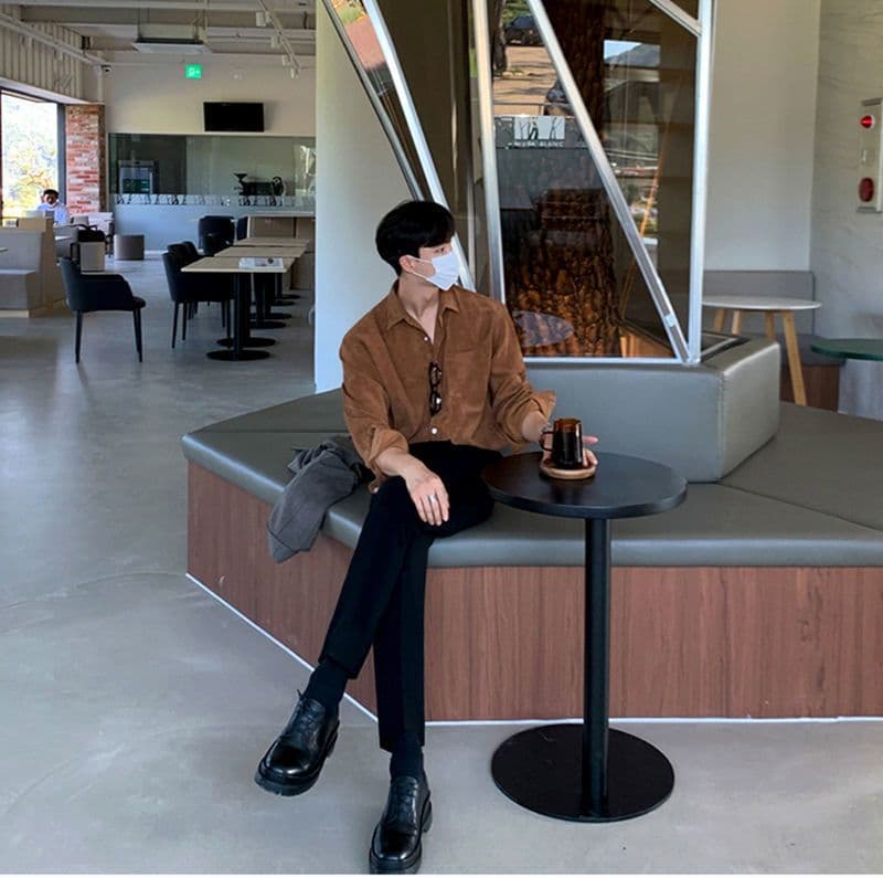 Men’s Corduroy Long Sleeve Oversized Casual Shirt Jacket