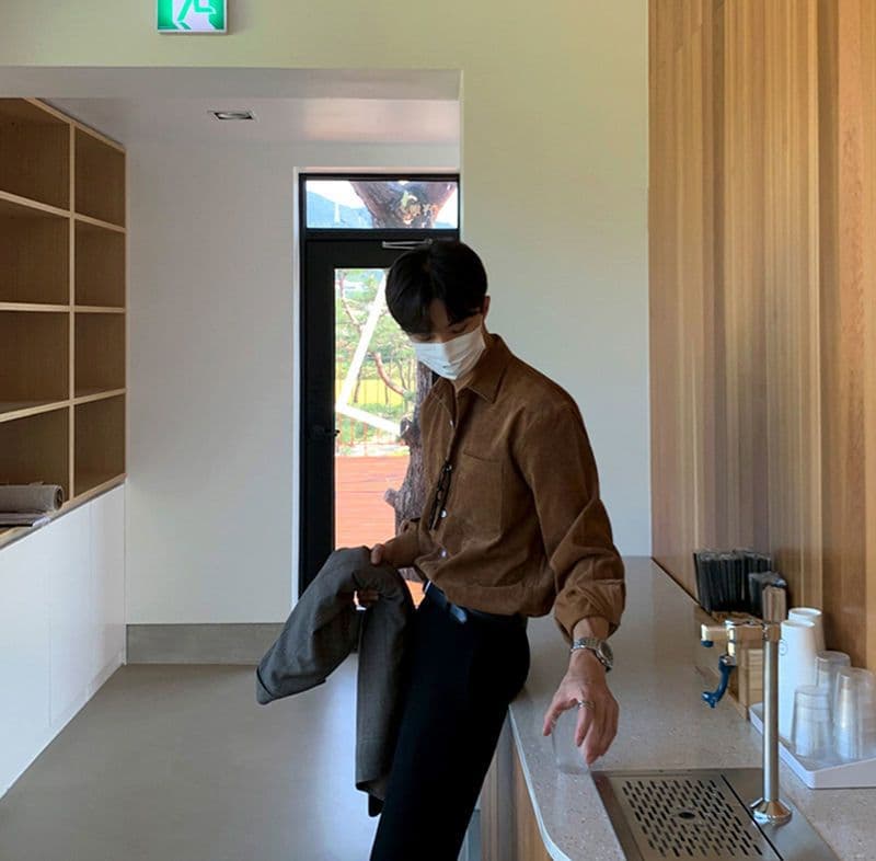Men’s Corduroy Long Sleeve Oversized Casual Shirt Jacket
