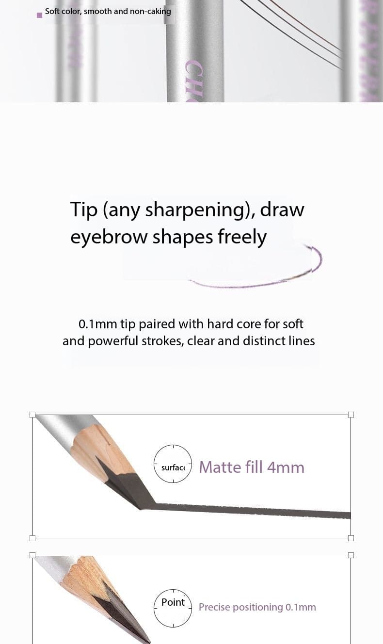 Waterproof Hard Tip Eyebrow Pencil for Natural Hair-Like Brows