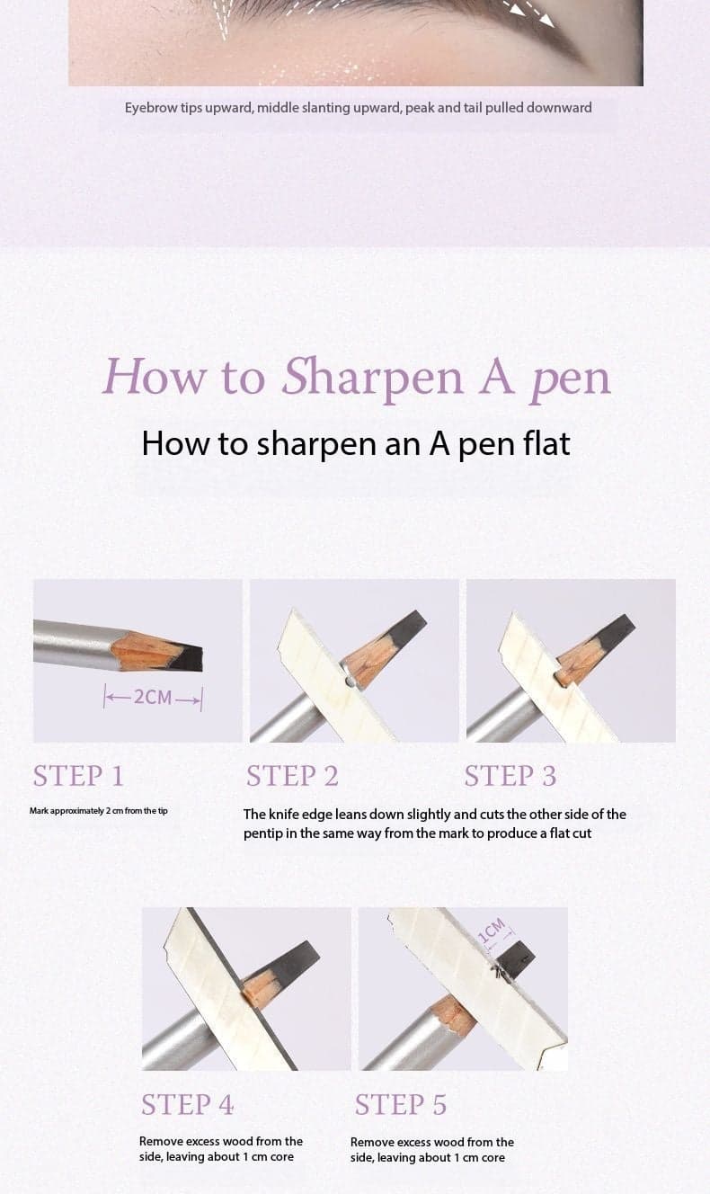 Waterproof Hard Tip Eyebrow Pencil for Natural Hair-Like Brows