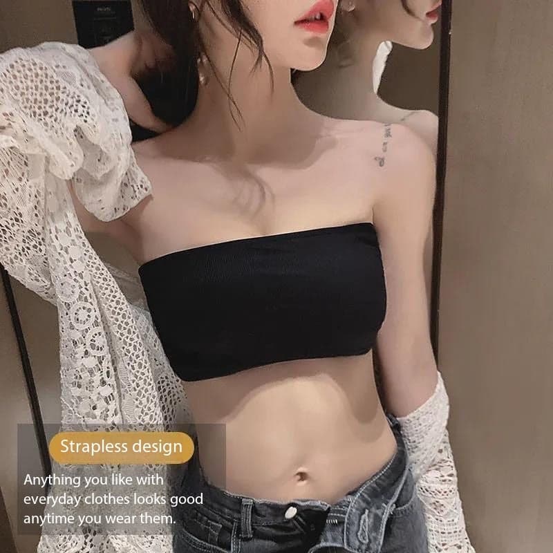 Strapless Padded Bandeau Bra with Cross Back Design
