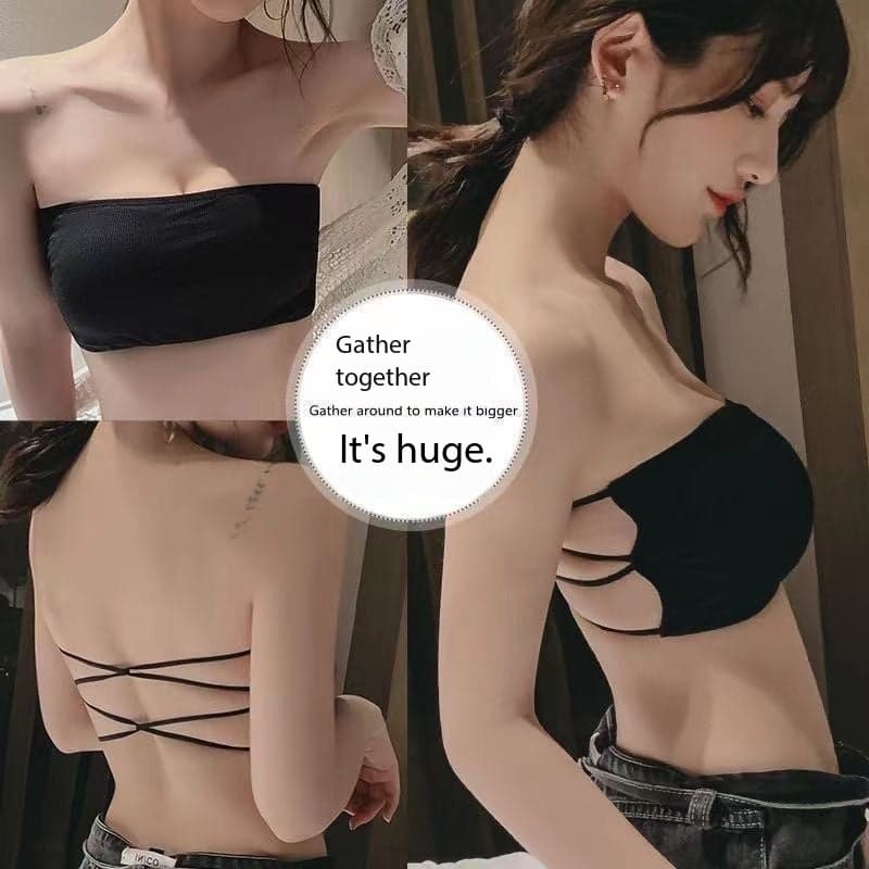 Strapless Padded Bandeau Bra with Cross Back Design