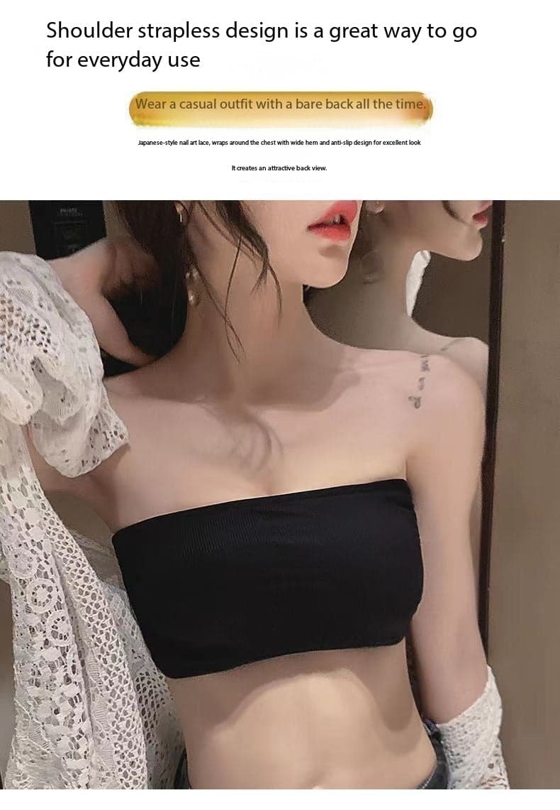 Strapless Padded Bandeau Bra with Cross Back Design